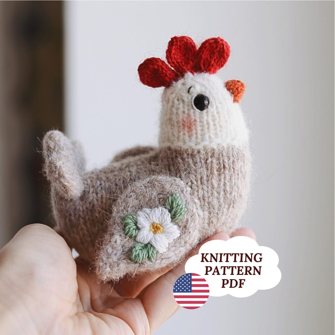 Knitted Chicken Pattern PDF, Mini Hen Toy Knitting Pattern, Farm Animal ...