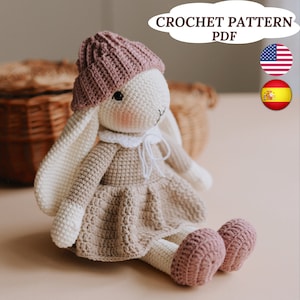 Patrón de conejita a crochet, patrón de conejo amigurumi, patrón de liebre a crochet, patrón de juguete a crochet en PDF
