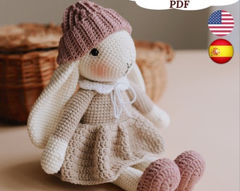 Crochet Bunny Girl Pattern, Amigurumi Rabbit Pattern Crochet Hare, Crochet Toy Pattern PDF