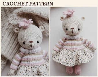 Bear Pattern Crochet Amigurumi Bear Princess Crochet Toy Teddy Bear Pattern PDF