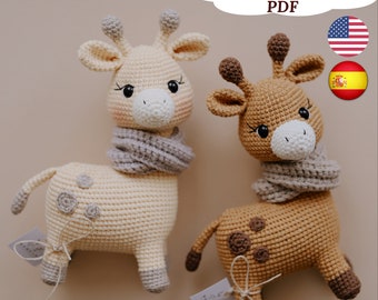 Wzór na szydełkową żyrafę, Amigurumi żyrafa, Wzór zwierzęcy zabawka żyrafa, PDF