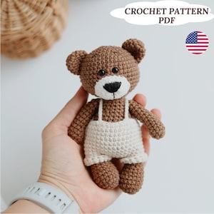 Mini Crochet Bear Pattern Amigurumi Bear Pattern Tiny Pocket Bear Forest Animal Keychain