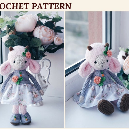 Crochet Sheep Pattern Amigurumi Lamb Pattern Crochet Lamb Farm Animal Stuffed Toy