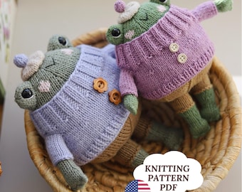 Little Frog in Sweater & Beret Knitting Pattern (PDF)