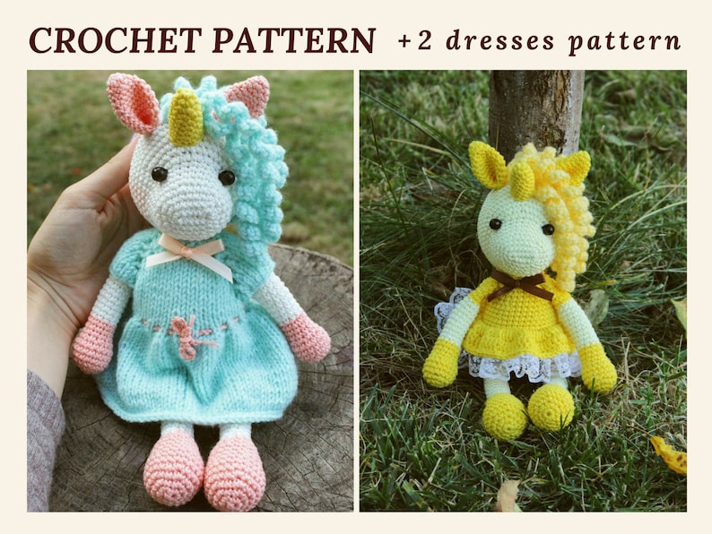 Crochet Pattern Unicorn, Amigurumi Unicorn Toy, Crochet Animal Pattern, Tutorial PDF image 1