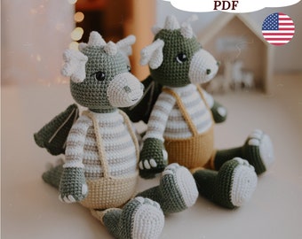 Dragon Crochet Pattern, Amigurumi Dragon Toy (PDF)