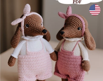 Dachshund Dog Crochet Pattern, Amigurumi Dog, Sausage Puppy Dog Pattern, Doxie Pattern Crochet Dog, English PDF