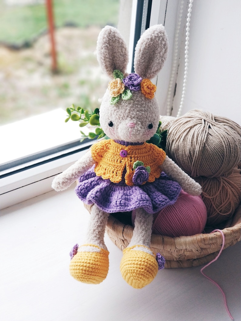 Crochet Bunny Pattern Easter Bunny April Crochet Rabbit Amigurumi Bunny Hare Crochet Patterns Easter Toys Bunny Toy Stuffed Animal image 2