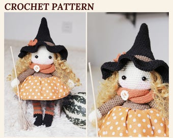 Crochet Witch Pattern Amigurumi Witch Doll Halloween Witch Pattern Crochet Doll Witch Hat