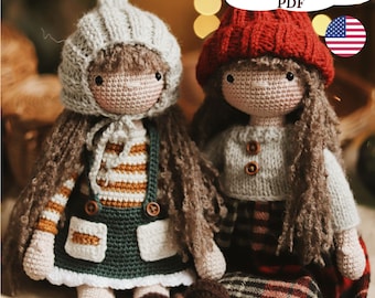 Molde de Boneca Amigurumi, Molde de Crochê para Boneca Molly, Tutorial em PDF em Inglês