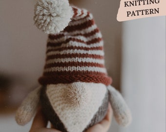 Christmas Knitting Pattern Gnome, Knit Gonk Gnome, Home Christmas Decorations, Knit Christmas Ornaments, Knit Gnome, Scandinavian