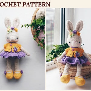 Crochet Bunny Pattern Easter Bunny April Crochet Rabbit Amigurumi Bunny Hare Crochet Patterns Easter Toys Bunny Toy Stuffed Animal image 1