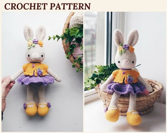 Crochet Bunny Pattern Easter Bunny April Crochet Rabbit Amigurumi Bunny Hare Crochet Patterns Easter Toys Bunny Toy Stuffed Animal