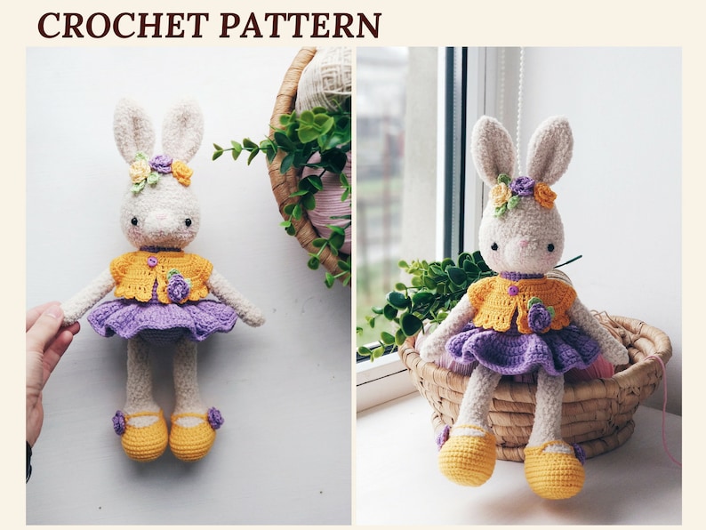 Crochet Bunny Pattern Easter Bunny April Crochet Rabbit Amigurumi Bunny Hare Crochet Patterns Easter Toys Bunny Toy Stuffed Animal image 1