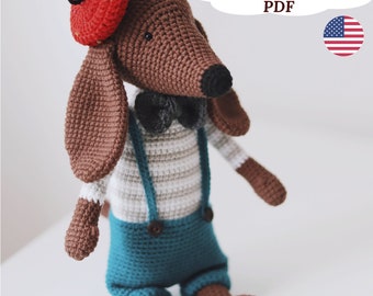 Charli Dog Crochet Pattern Dachshund Pattern Amigurumi Dog Crochet Puppy Pattern, English PDF