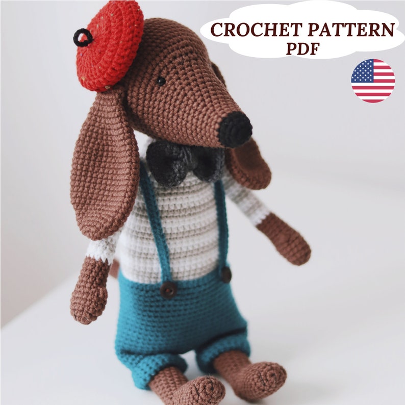 Charli Dog Crochet Pattern Dachshund Pattern Amigurumi Dog Crochet Puppy Pattern, English PDF image 1