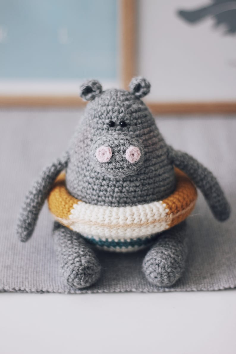 Hippo Crochet Pattern Amigurumi Hippo Crochet Hippopotamus Amigurumi Pattern Crochet Hippo Toy image 6