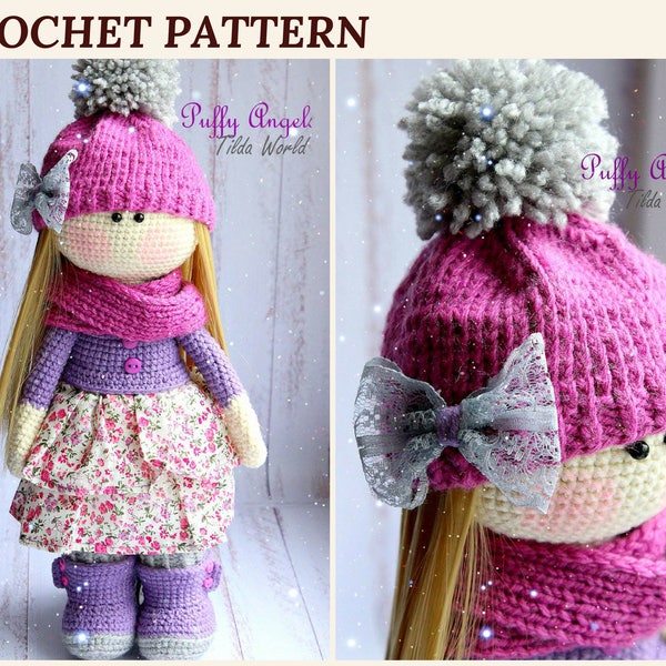 Crochet Doll Pattern Amigurumi Crochet Doll Tilda Doll Amigurumi Tutorial Doll Toy PDF Pattern en anglais/Pays-Bas