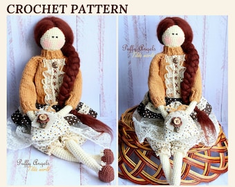 Crochet Tilda Doll Pattern Crochet Doll Amigurumi Doll Pattern Collectibies Home Decor Handmade Doll Stuffed Toy