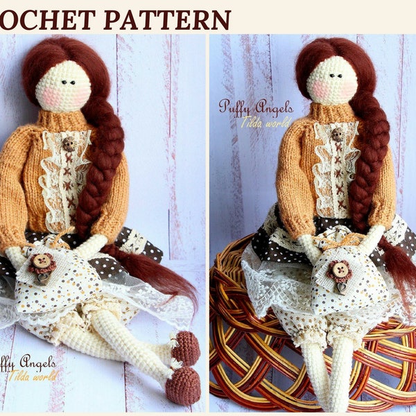Crochet Tilda Doll Pattern Crochet Doll Amigurumi Doll Pattern Collectibies Home Decor Handmade Doll Stuffed Toy