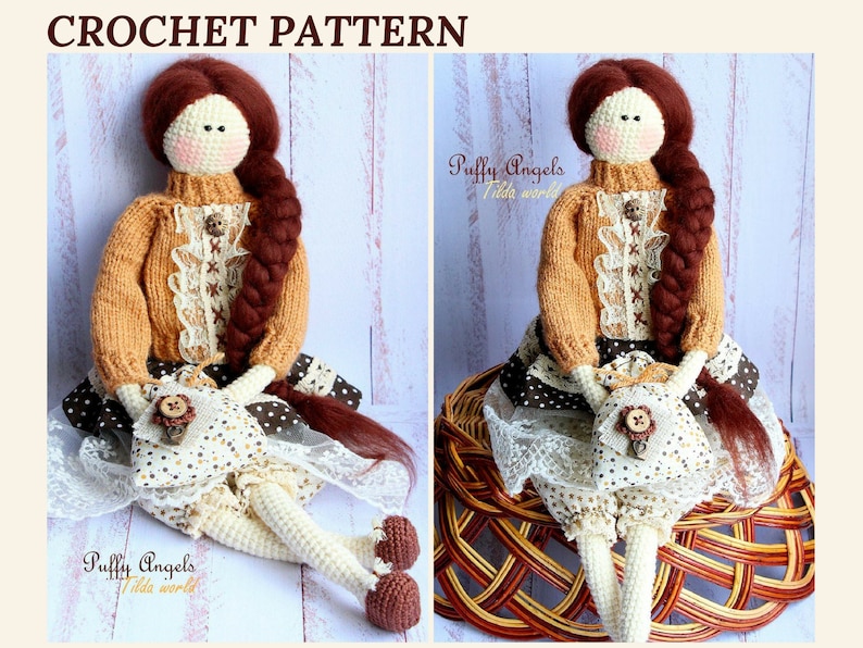 Crochet Tilda Doll Pattern Crochet Doll Amigurumi Doll Pattern Collectibies Home Decor Handmade Doll Stuffed Toy image 1