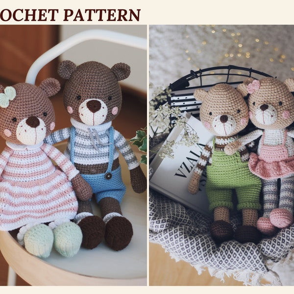 Set Bear Family Crochet Pattern Amigurumi Bears Crochet Bear