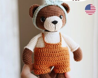 Patrón de oso de crochet, oso de crochet amigurumi, oso de peluche, patrones de juguetes de peluche de crochet, lindo oso en PDF
