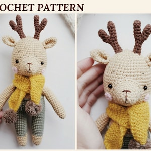 Crochet Reindeer Pattern Christmas Reindeer Amigurumi Deer Pattern Crochet Deer Toy PDF Pattern