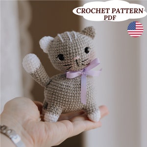 Crochet Kitten Pattern, Amigurumi Cat Pattern Kitty, Crochet Rabbit Pattern, Amigurumi Bunny Tutorial, English PDF