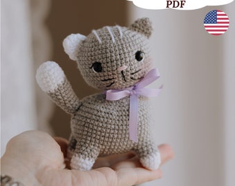 Crochet Kitten Pattern, Amigurumi Cat Pattern Kitty, Crochet Rabbit Pattern, Amigurumi Bunny Tutorial, English PDF
