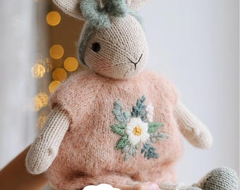 Bunny Knitting Pattern PDF, Stuffed Animal, Easter Bunny Doll, 30 cm Soft Toy, English