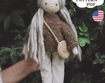 Patroon gehaakte pop Olivia-pop Amigurumipatroon gehaakte pop-zelfstudie