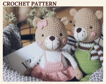 Crochet Pattern Bear Amigurumi Bear Couple Small Bears Family Mini Bear Toy