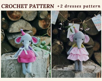 Crochet Amigurumi Pattern Elephant Wendy Pattern Elephant Baby Shower Girl Amigurumi Toy Pattern Crochet Animal Pattern