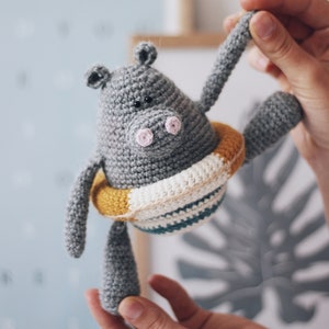 Hippo Crochet Pattern Amigurumi Hippo Crochet Hippopotamus Amigurumi Pattern Crochet Hippo Toy image 2