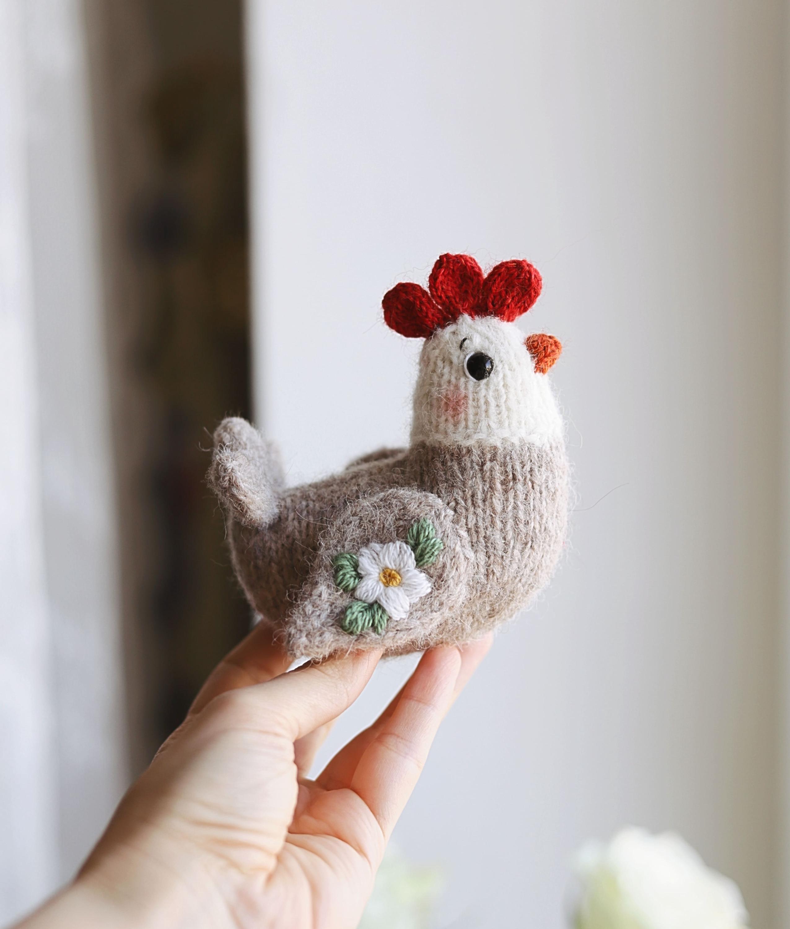 Knitted Chicken Pattern PDF, Mini Hen Toy Knitting Pattern, Farm Animal ...
