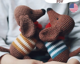 Crochet Dachshund Dog Pattern Amigurumi Dog Pattern Puppy Crochet Dog