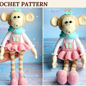 Pattern Monkey Bonnie Crochet Toys Amigurumi Monkey Animal Crochet Patterns Woodland Plush Crochet Toddler Toys Patterns  Stuffed Monkey