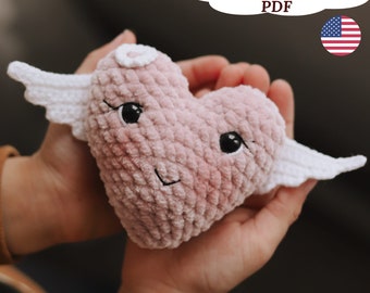 Crochet Heart PATTERN, Plush Heart, Valentine's Day Gift, Amigurumi Heart, Easy Crochet Pattern