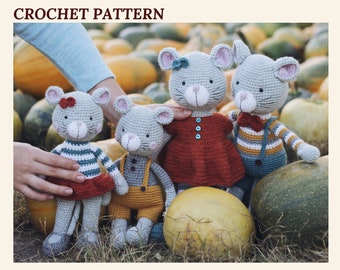 Set Mice Family Crochet Pattern Mouse Amigurumi Pattern