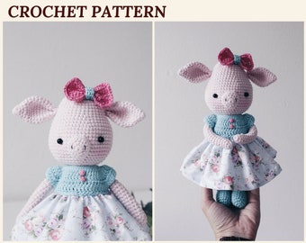 Crochet Pig Pattern Amigurumi Pig Crochet Piggy Farm Animal Pattern