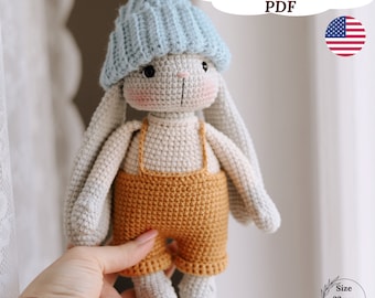 Patroon gehaakt konijntje met lange oren, floppy konijn, amigurumi konijn, gehaakt konijntje patroon, Engelse pdf