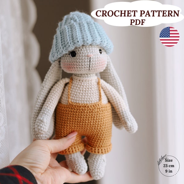 Crochet Long Eared Bunny Pattern, Floppy Bunny Rabbit, Amigurumi Rabbit, Crochet Bunny Pattern, English PDF