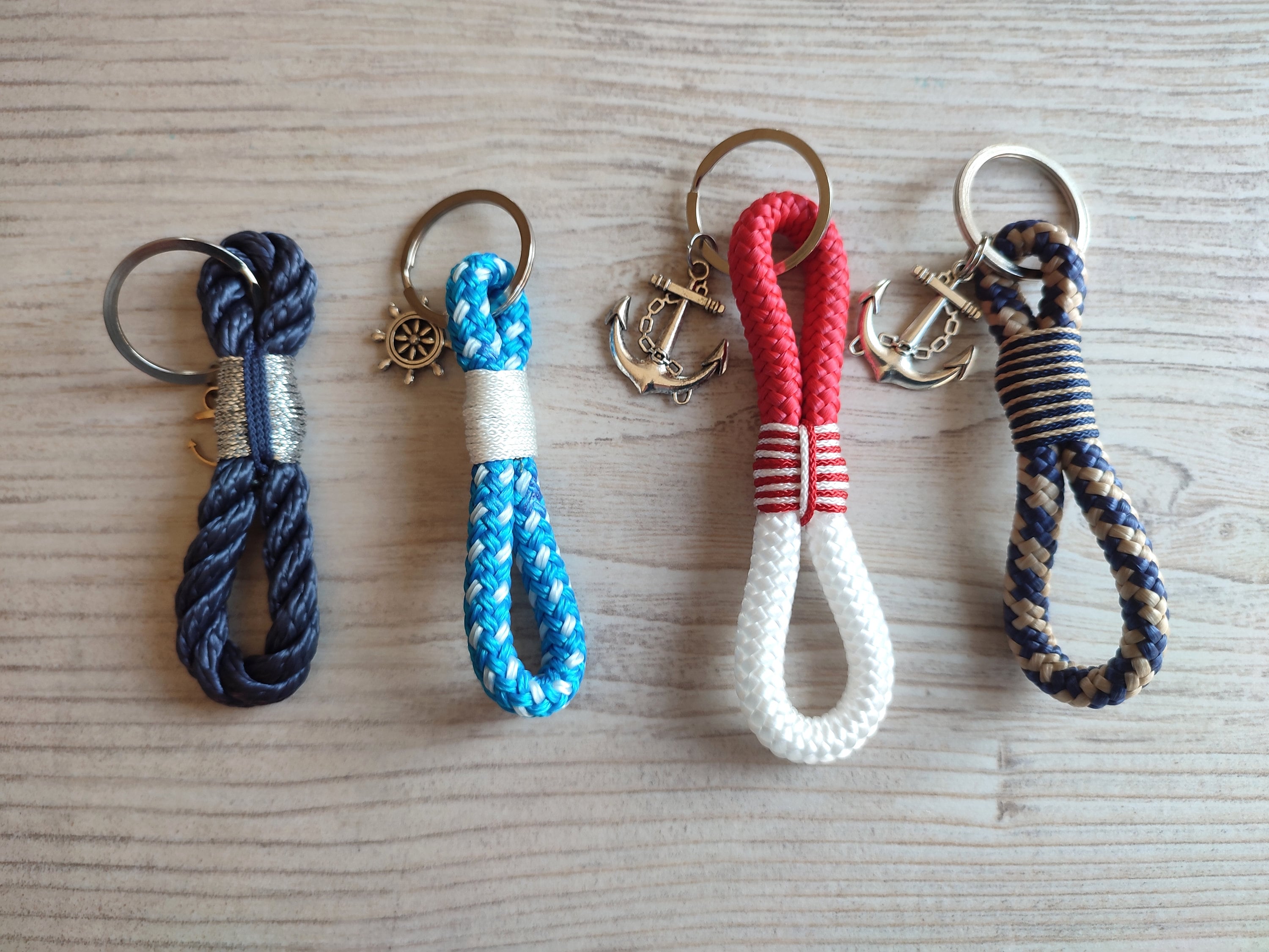 Nautical Rope Key Sizes Keychain From Nautical Rope, Anchor, Rigging Silver and Blue, Short ...