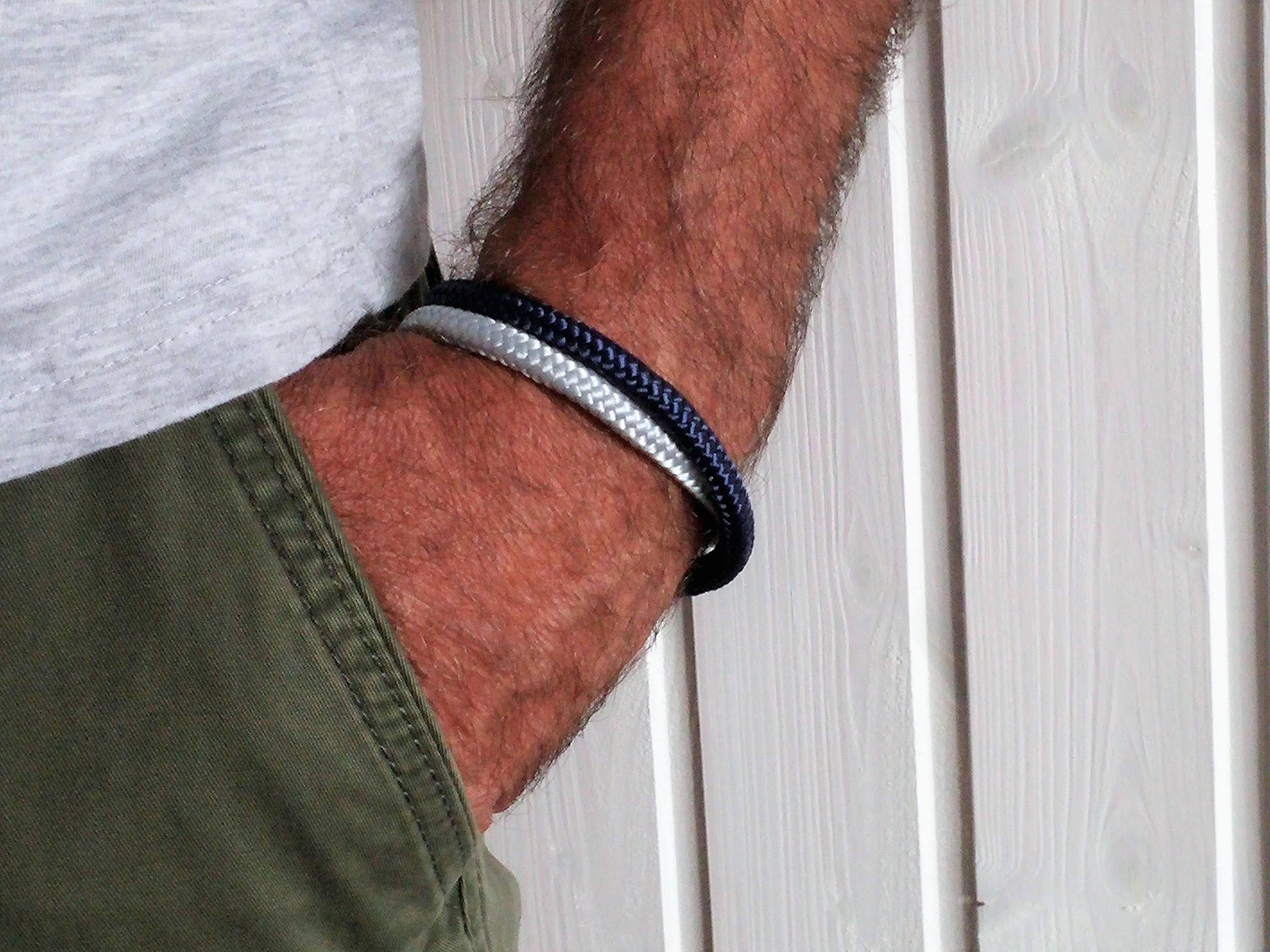 Bracelet en cuir tressé pour homme, fermoir magnétique acier inoxydable