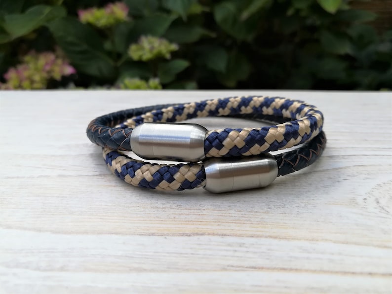 Men's Wrap Bracelet Leather Nautical Rope, Bracelet for Men Made of