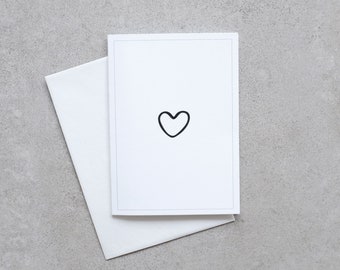 Carte pliante COEUR, Din A6, avec enveloppe, cadeau, merci, amour