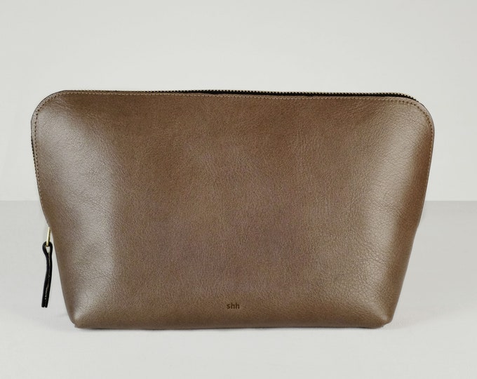 Elephant Leather Cosmetic Bag | Elephant leather bag with zipper, leather cosmetic bag, makeup bag, leather pouch, handmade