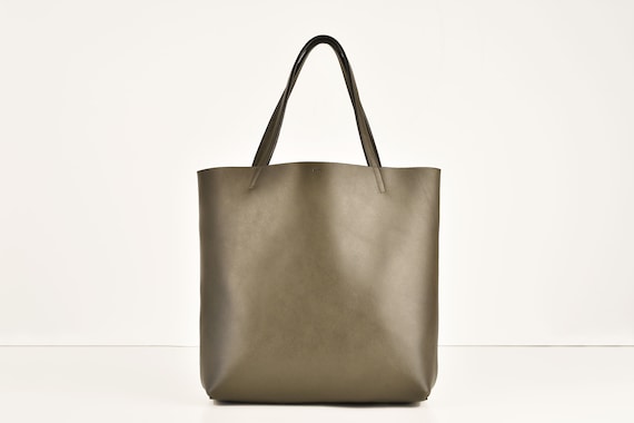 Shopping bag with zipper, genuine leather, color Elephant