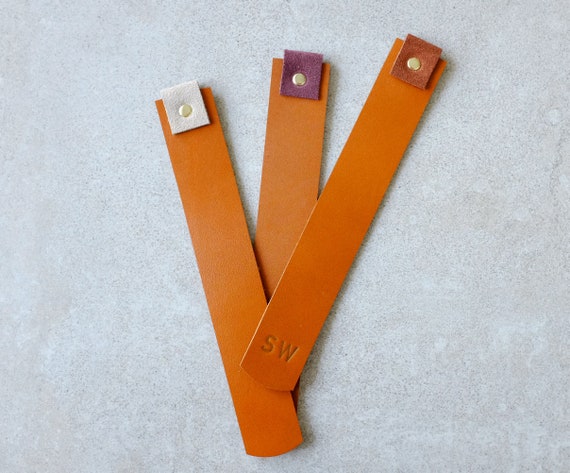 Bookmark *customizable* Bookmark Cognac leather